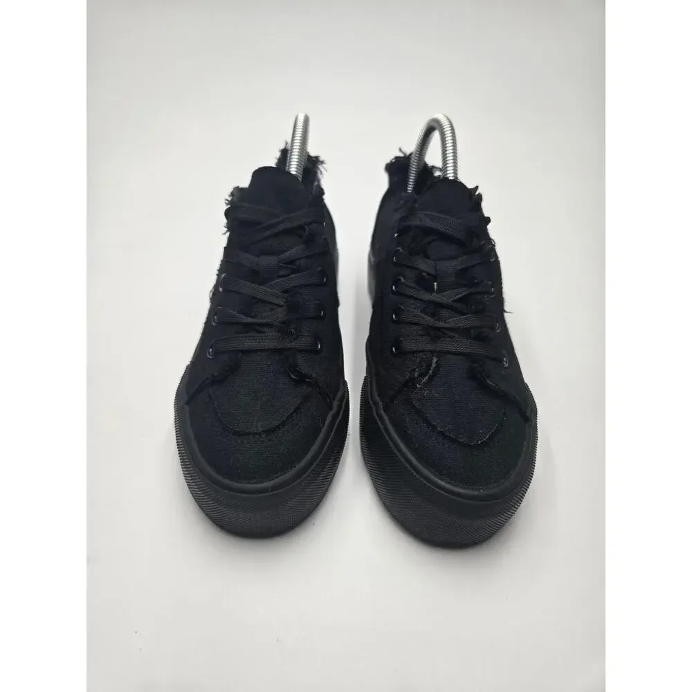 Obtaom Women's Black Canvas Low Top Casual Sneakers Size 7